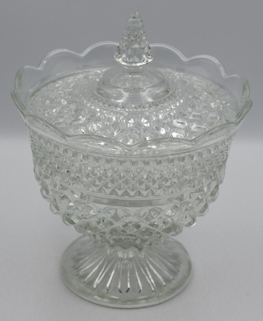 Anchor Hocking Wexford Clear Glass Footed Candy Dish With Lid